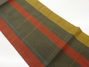 縞に横線模様織出し名古屋帯